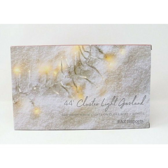 1300 Warm White LED Lights on 44ft CLEAR WIRE w/Remote Christmas Cluster Garland - Picture 12 of 12